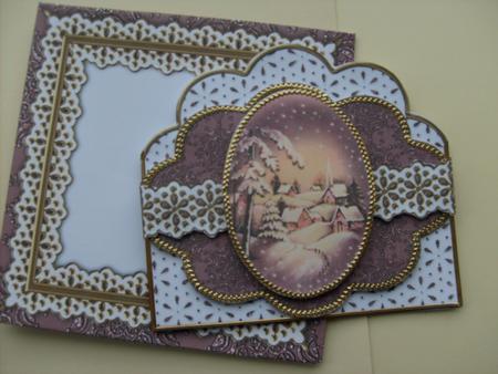 Snowy Village Anglaise Scallop Step by Step Card Kit by Sue Wright