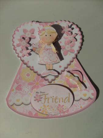 My Dear Friend Rocker Card with Decoupage Pink by Sue Wright