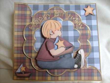 Birthday Boy with Boat Scalloped Card by Sue Wright