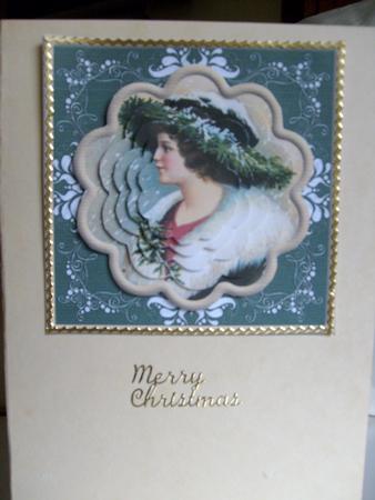 Vintage Lady Christmas Topper with Scalloped Pyramage by Sue Wright
