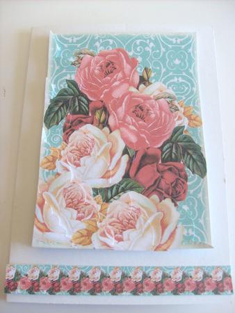 Red Blooms Vintage Large Wavy Card Front by Sue Wright