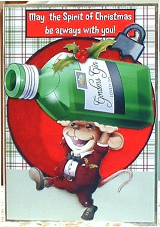 Christmas Gin Mouse! Decoupage Sheet by Sue Cumming