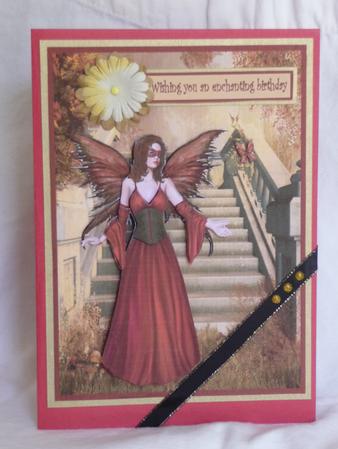 Red Passion Butterfly Fairy Decoupage by Sue Turner