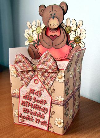 Birthday Flower Bear Box Card by Sue Way