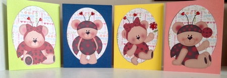 4 Ladybug Bear Toppers by Susan Byczko