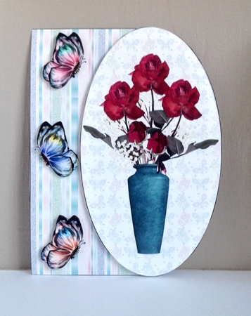 Butterflies and Flowers Oval Card Front 4 by Susan Byczko
