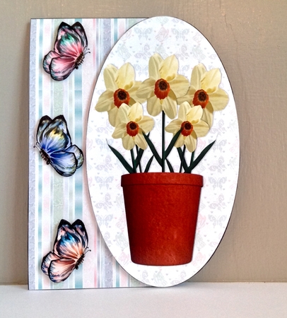 Butterflies and Flowers Oval Card Front 5 by Susan Byczko