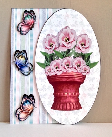 Butterflies and Flowers Oval Card Front 6 by Susan Byczko