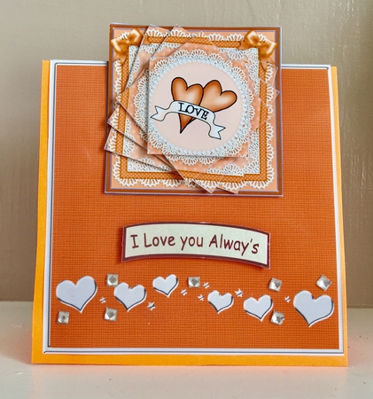 Love Hearts No-hole Over the Edge Card & Spiral Pyramage by Susan Byczko