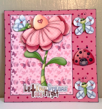 Pink Let Your Dreams Take Flight Card Front by Susan Byczko