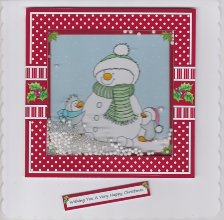 Cute Snowman & Penguins Quick Card Topper by Susan Cummings