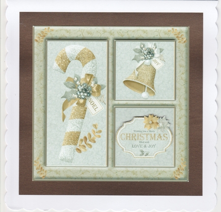 Golden Christmas Greetings Card topper   by Susan Cummings