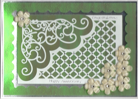 Lacy card topper with flowers by Susan Cummings