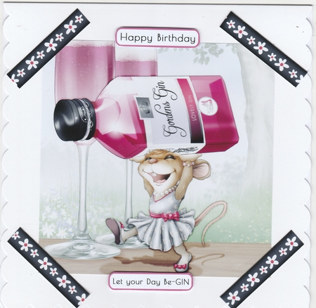 Mrs Pink Gin Mouse 7x7 Quick Card by Susan Cummings