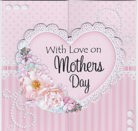 3 in 1 Floral Heart - 3D Shaped No-Hole Fold Back Card with Decoupage Mini Kit by Susan Cummings