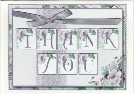 Pretty Purple Roses 5.5 x 7.5 Inch Thank You Card Front with Decoupage & Insert by Susan Cummings