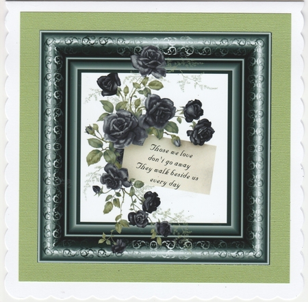 3 black framed roses card fronts/toppers by Susan Cummings
