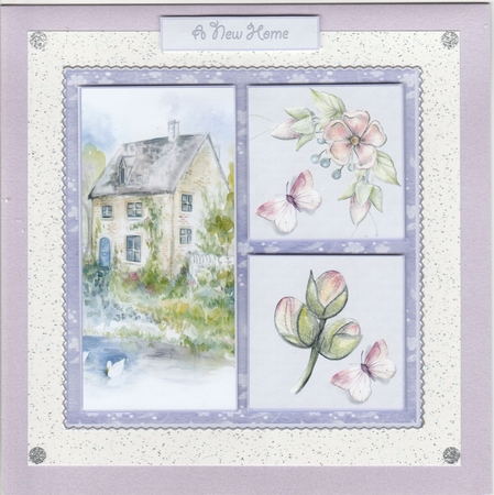 Country house and flowers 6x6 card by Susan Cummings