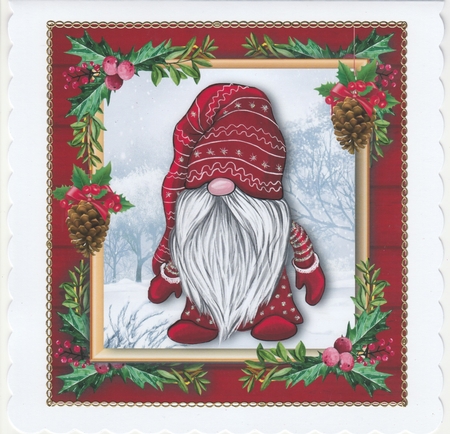 Gorgeous Festive Red Gnome 1 8x8 by Susan Cummings