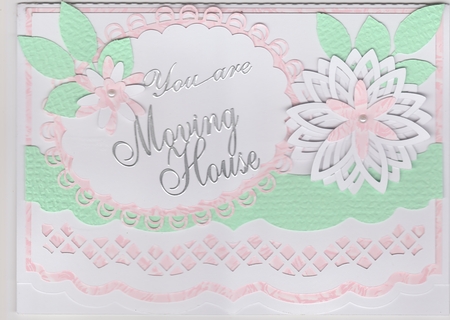 Curvy edge card with lacy flower by Susan Cummings