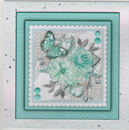 7x7 Beautiful Aqua Dreams on Lace  by Susan Cummings
