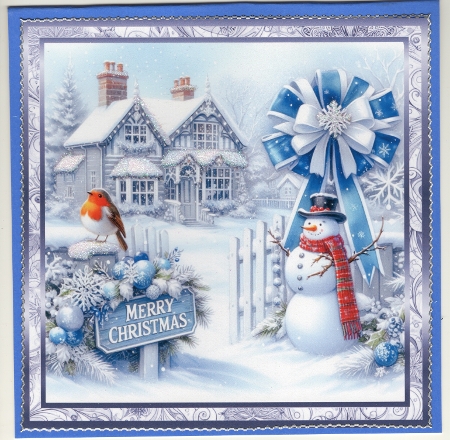 blue framed christmas 4 by Susan Cummings