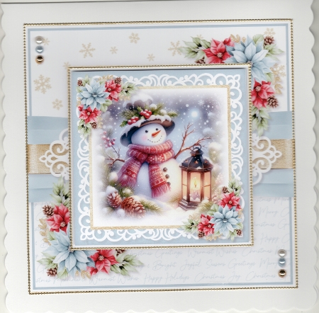 Festive Lantern and Snowman Multi Topper 7x7 inch Kit by Susan Cummings