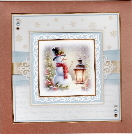 Festive Lantern and Snowman Multi Topper 7x7 inch Kit by Susan Cummings