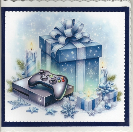 10 Christmas Boys Presents Card Fronts 8x8inches. JPEG by Susan Cummings