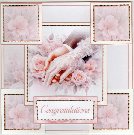 Romantic Wedding T-Panel Card Kit | Congratulations Bride & Groom | Floral Stand-Up Card | Printable Craft Kit by Susan Cummings