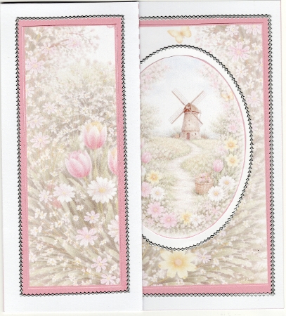 Spring Windmill Oval Topper with Tulips and Butterflies by Susan Cummings