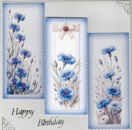 Blue Floral DL Toppers & Bookmarks x 9 by Susan Cummings