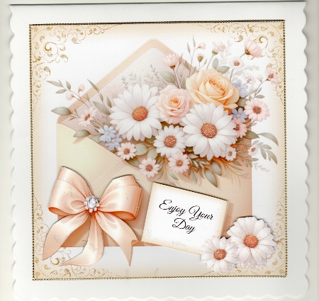 Daisies & Roses Envelope Card by Susan Cummings