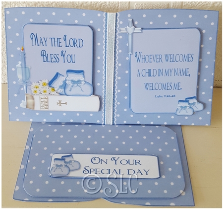 Boys Christening Book Easel Card with Decoupage by Susan Cummings