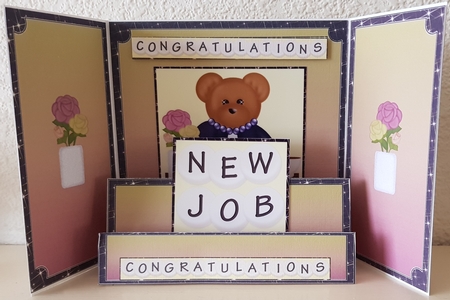 New Office Job - Female Gatefold Step Card by Susan Cummings