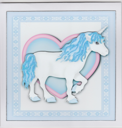 Blue Unicorn + Decoupage by Susan Cummings