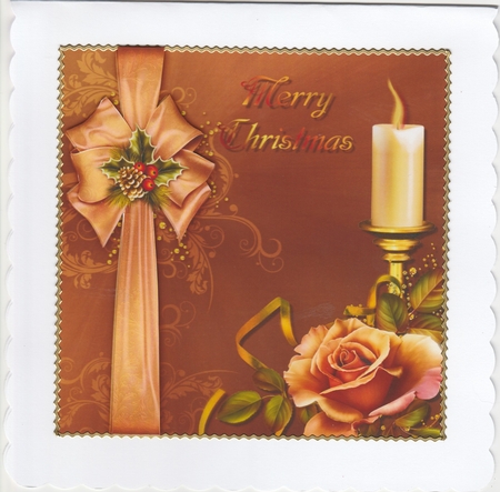 Christmas Candle, Rose and Holly 8 x 8 Topper by Susan Cummings