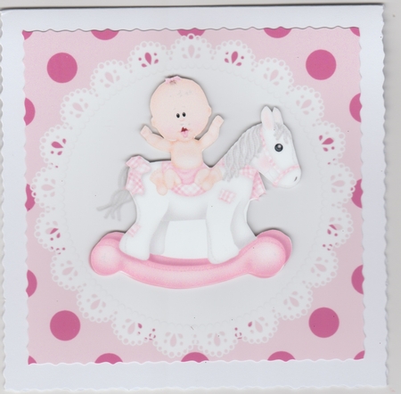Baby Girl Rocking Horse Topper by Susan Cummings