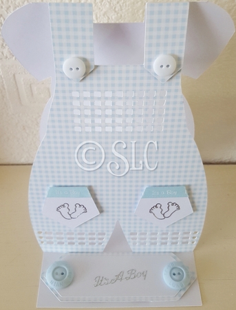 Baby Boys Outfit Easel Card  by Susan Cummings