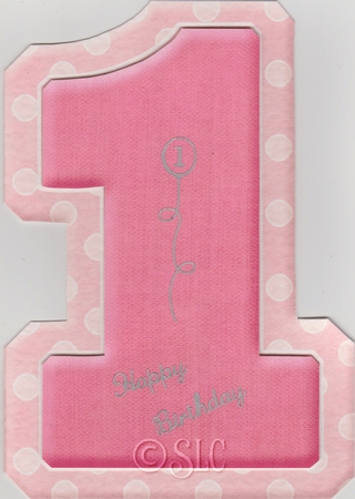 Age 1 Blank Pink Birthday Shape Card by Susan Cummings