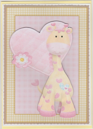 Lovely Pink & Yellow Giraffe A4 by Susan Cummings
