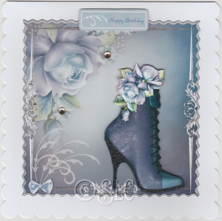 Blue Floral Boots by Susan Cummings