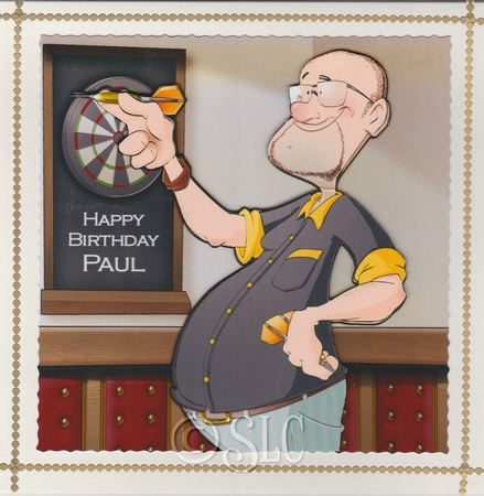 Darts Dude Black 8x8 Quick Card by Susan Cummings