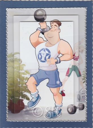 Get Fit Dude (blue) Pyramid by Susan Cummings