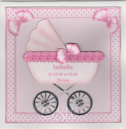 Baby Girl Pram (pink) by Susan Cummings