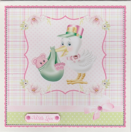 New Baby Girl Card Topper & Decoupage by Susan Cummings
