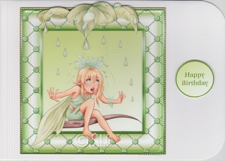 Raindrops Keep Falling Birthday Card Front by Susan Cummings