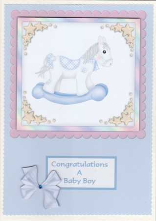 Baby Boy Rocking Horse Card by Susan Cummings