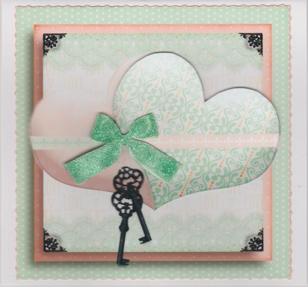 Happily Together Hearts Card Kit Soft Green Apricot 751 by Susan Cummings