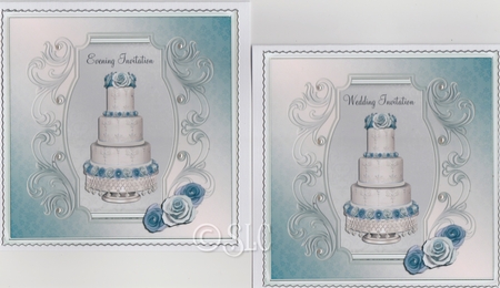 Blue Wedding Cake Invitations by Susan Cummings